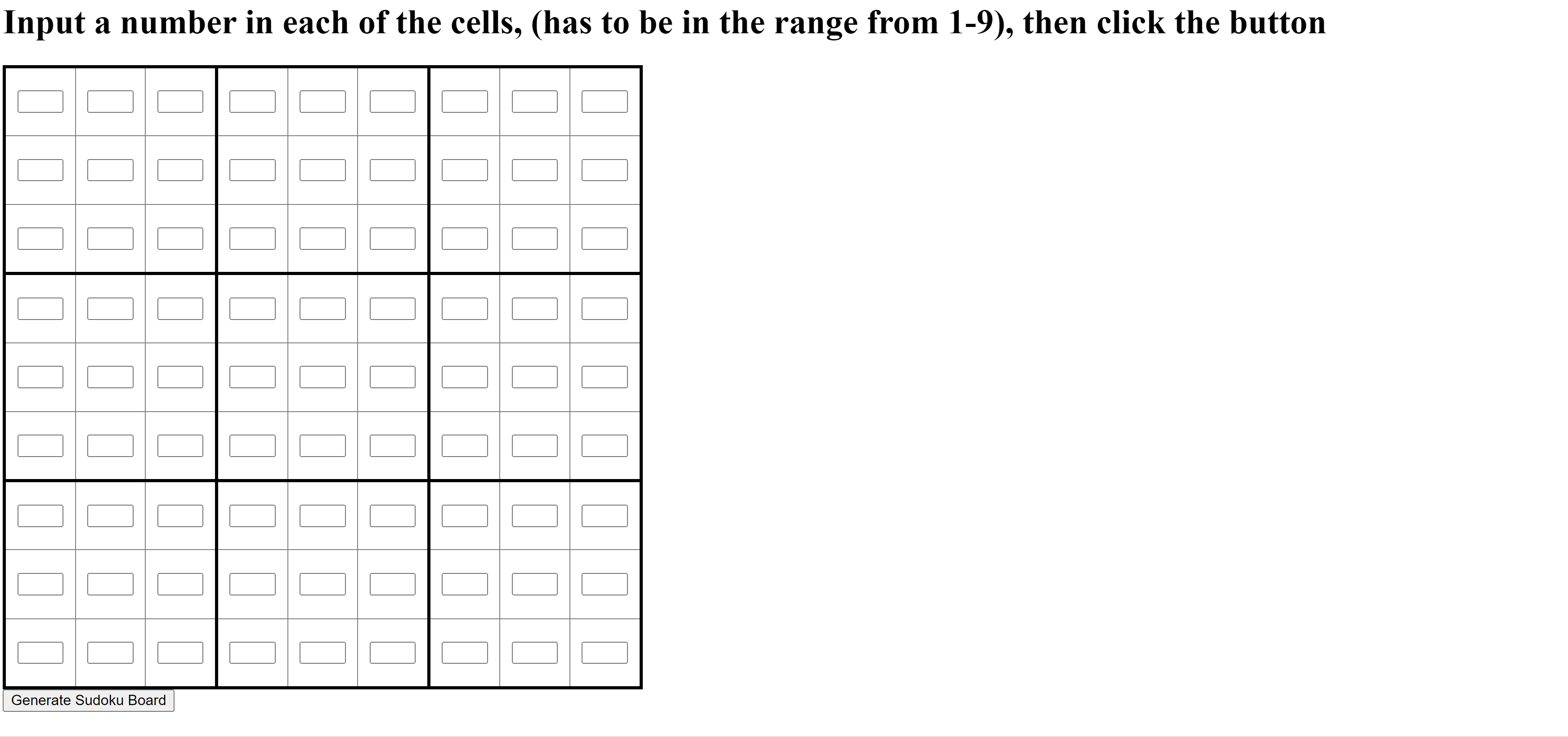 Blank Sudoku Board